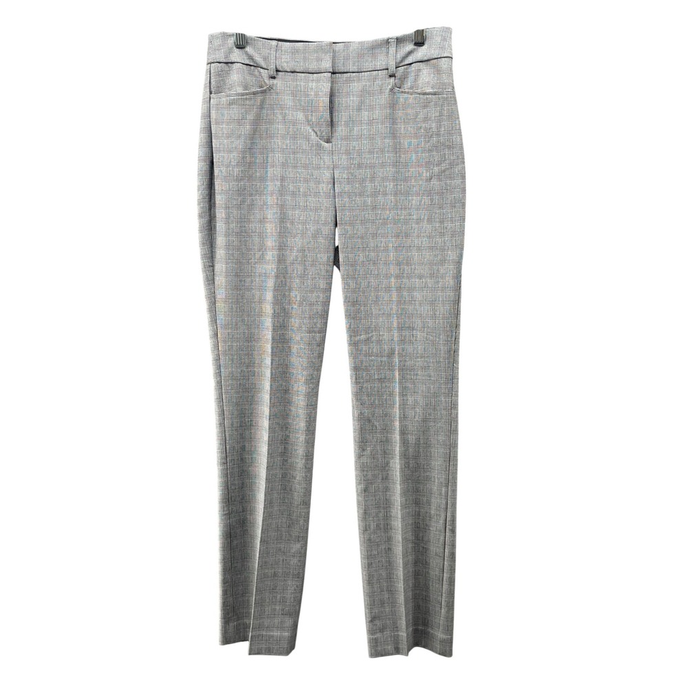 Express‎ Columnist Slim Mid Rise Dress Pants Womens 6 Gray Glen Plaid Stretch